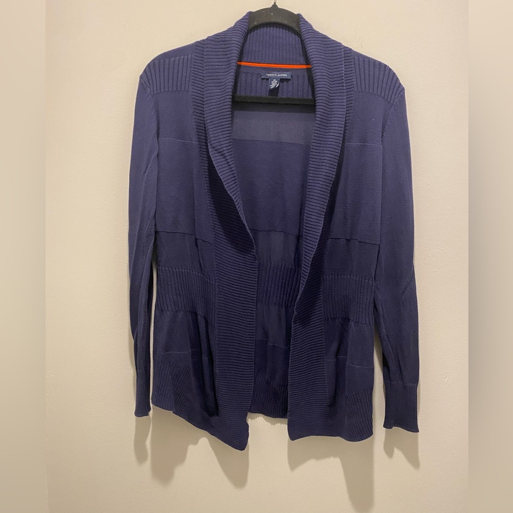 Tommy Hilfiger Long Sleeve Sweater Cardigan Open Front Deep Blue Women's Size XS